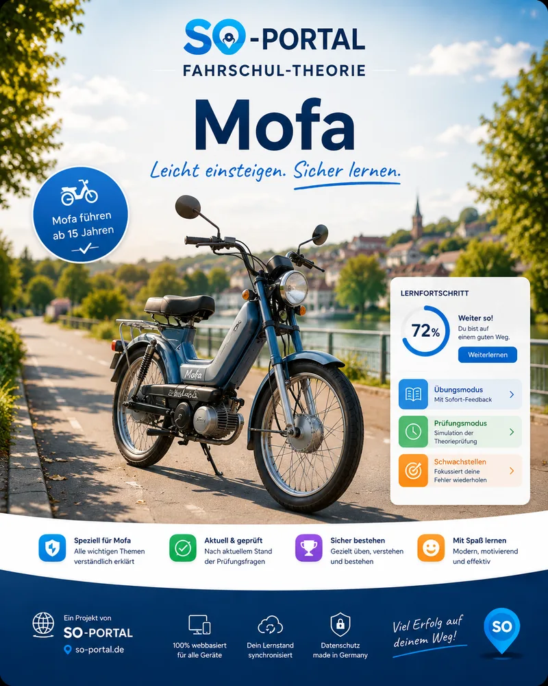 Mofa als Motiv für die Vorbereitung auf die Mofa-Prüfbescheinigung