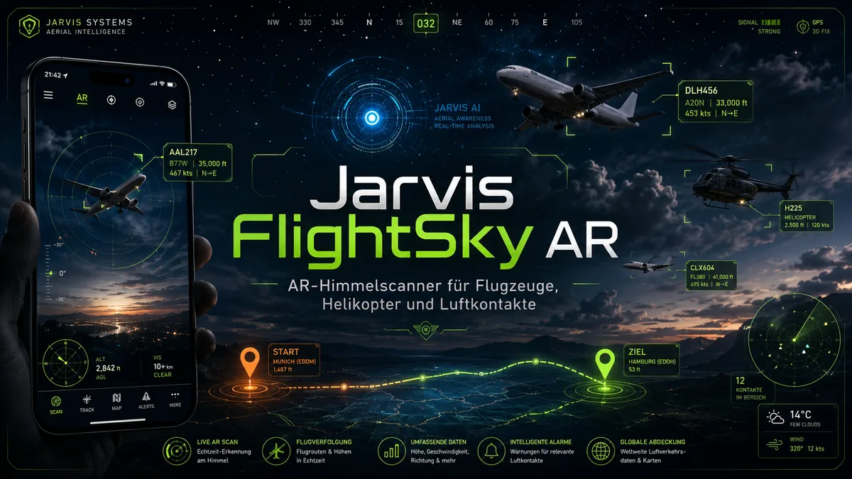 Cover von FlightSky AR mit Flugzeugen, Helikopter, Karte und AR-Anzeige