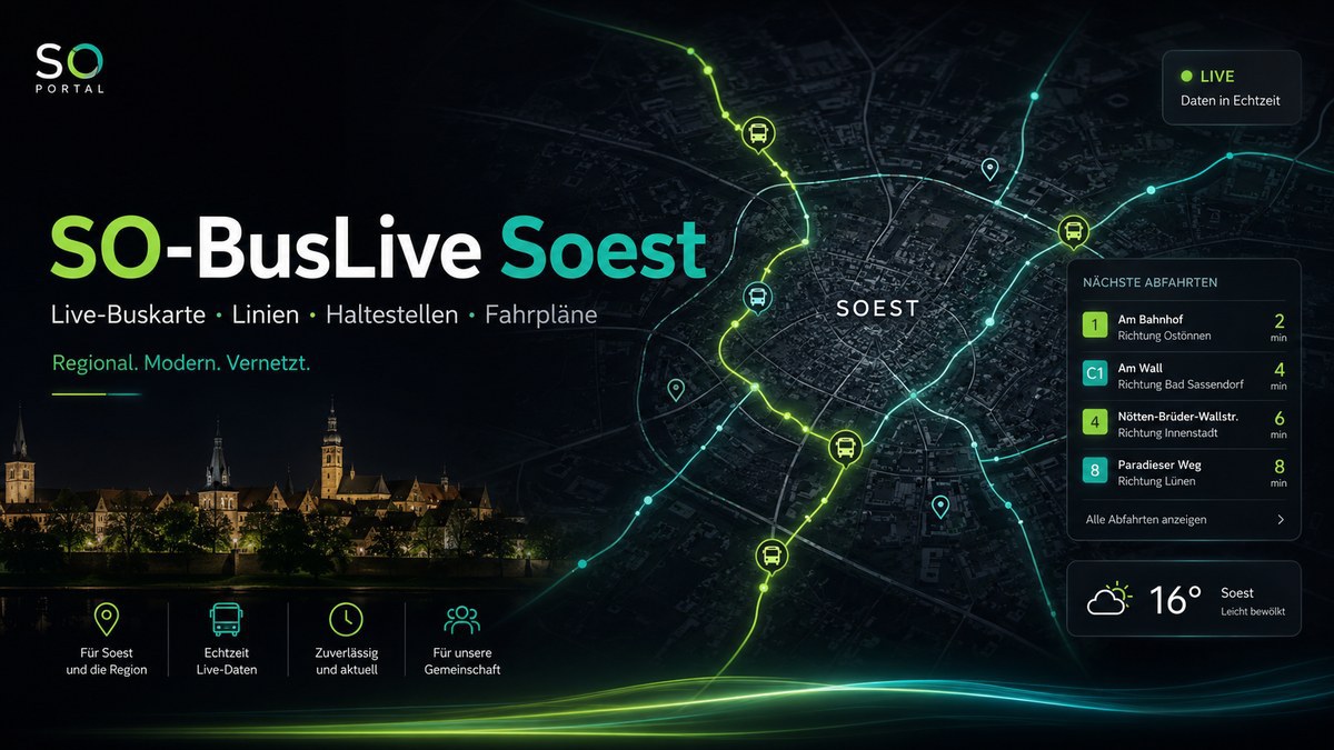 SO-BusLive Soest: Busse, Haltestellen und Fahrpläne in Echtzeit auf der Karte