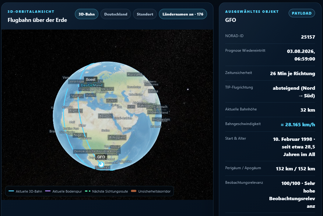 Was fliegt da am Himmel? AstroShield erklärt Satelliten-Wiedereintritte